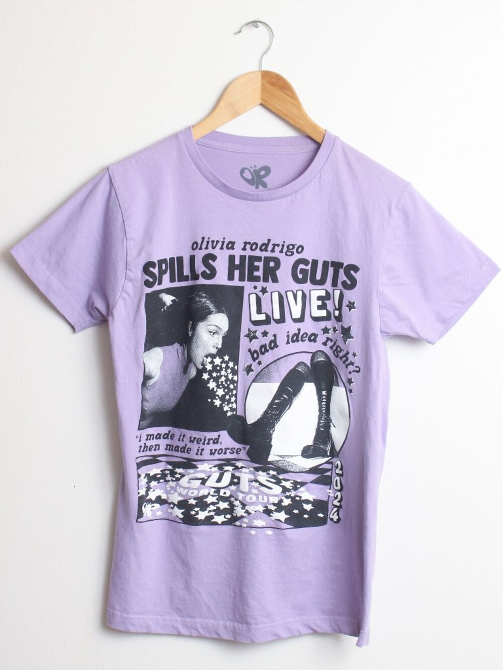 Olivia Rodrigo Guts Collage Boyfriend Shirt Women Medium Purple Graphic Tee